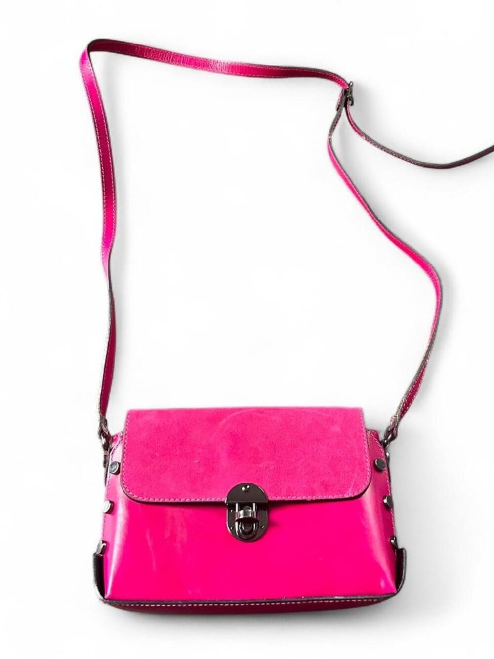 Vera Pelle Hot Pink Crossbody Bag